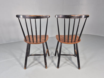 2 Vintage Midcentury Teak dining Chairs Fannet by Ilmari Tapiovaara EB11813 MDIN8