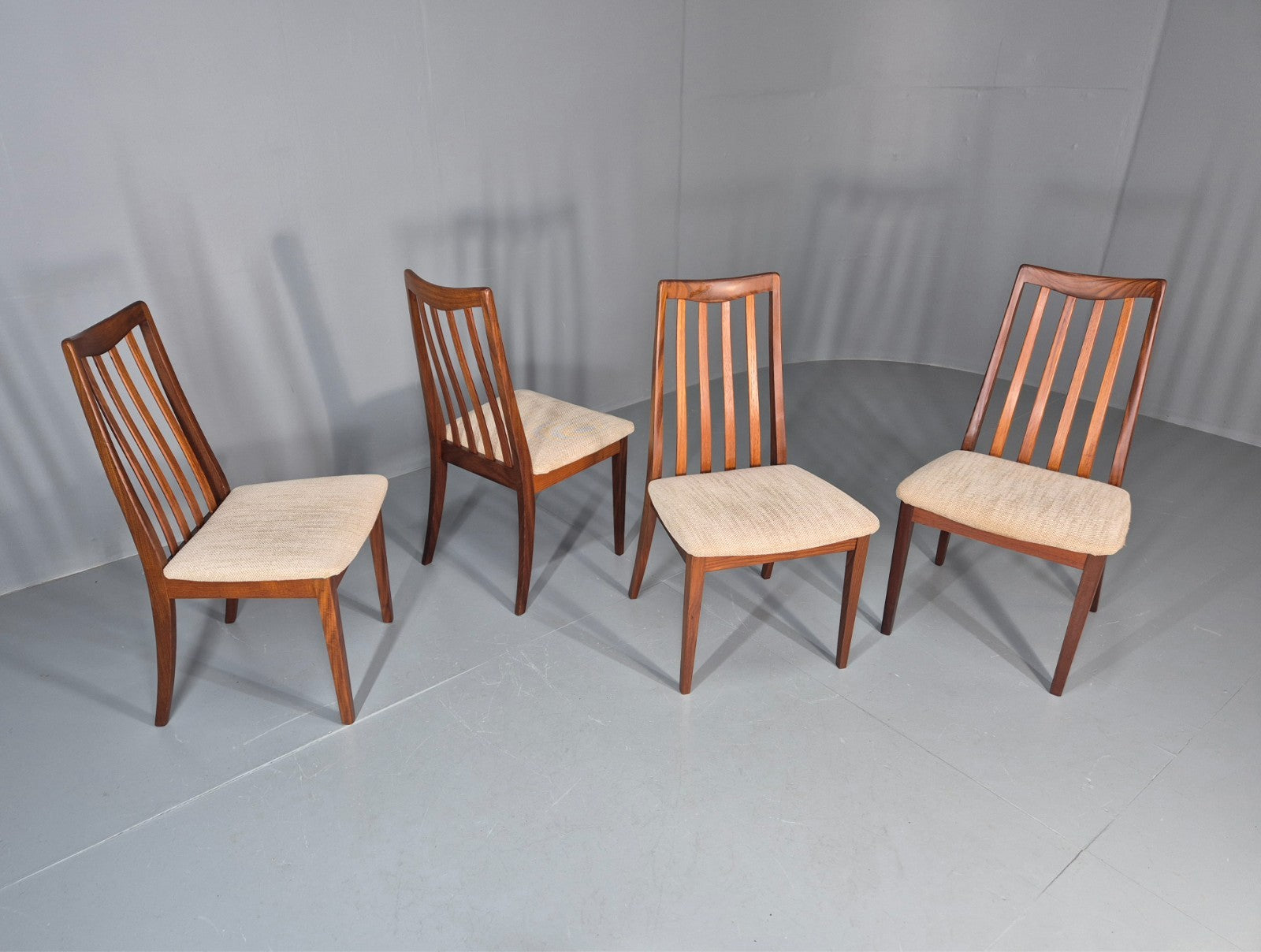 4 Vintage G Plan Ffresco Dining Chars Teak Cream Seats 1970s Retro EB11591 MDIN13
