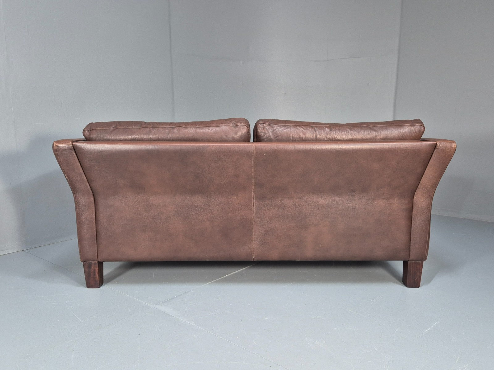 Vintage Danish Two Seater Settee in Brown Leather 1970s Danish Retro EB8351 M2SS14