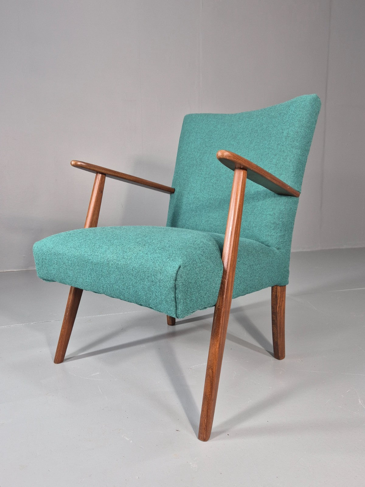 Vintage Mid Century Teak Lounge Chair New Upholstery Retro 1960s EB11814 MNOR14