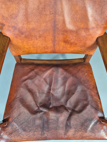 Danish Desk Chair 1930s Vintage Leather and Teak Kaare Klint Style EB10769 VLEA18