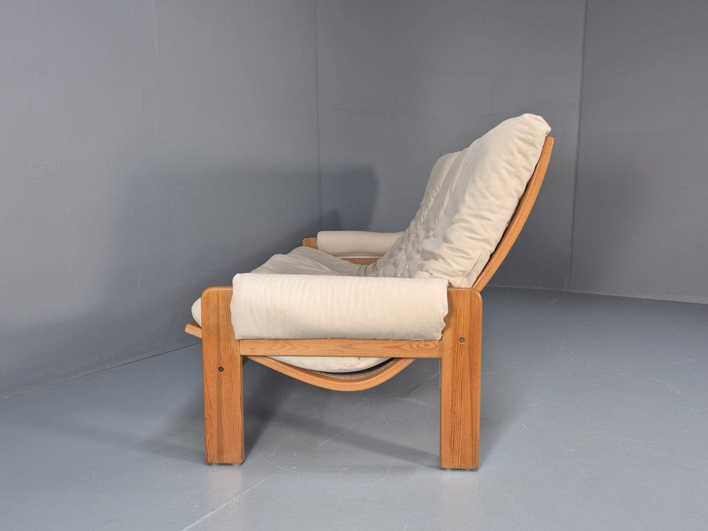 Swedese Pine Three Seater Settee  Canvas Cover Yngve Ekstrom 1970s EB10638 M3SS19