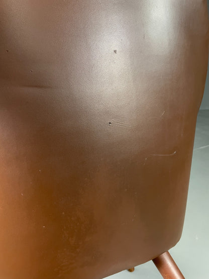 Vintage Danish Lounge Chair Brown Leather Circular Form Retro MCM EB6586 MNOR14