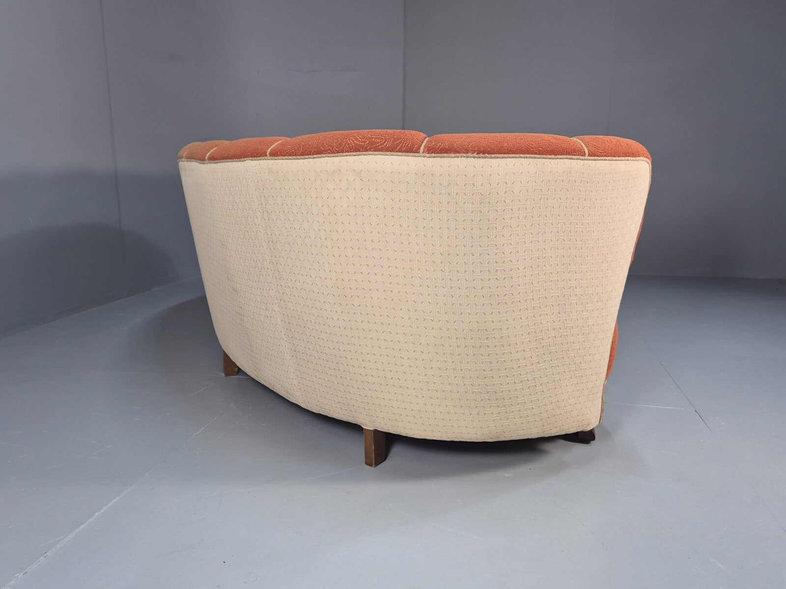 Vintage Danish Art Deco Banana Sofa Peach and Cream 1930s Retro EB9745 V3SS - UKDK FURNITURE