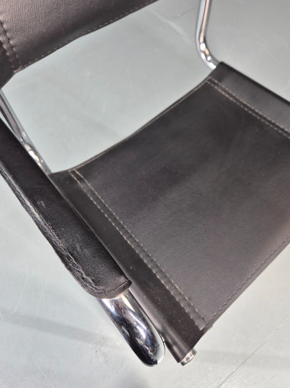 Vintage Leather and Chrome MG5 Bauhaus Style Elbow Chair 1980s EB11216 MNOR13