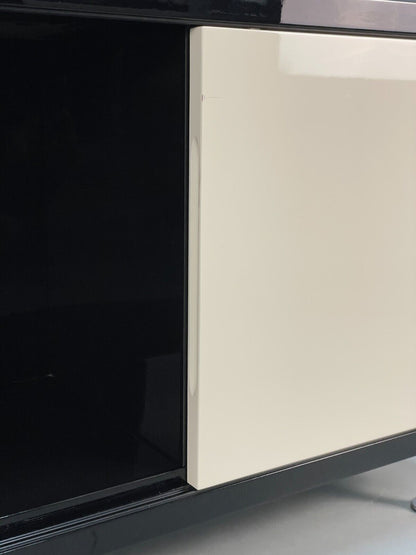 Modern Gloss Black Media Unit With Metal Legs Contemporary Storage EB8661 MWOO - UKDK FURNITURE