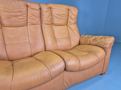 Two Seater Settee Ekornes Stressless Tan Leather Recline Retro  EB10926 M2SS3