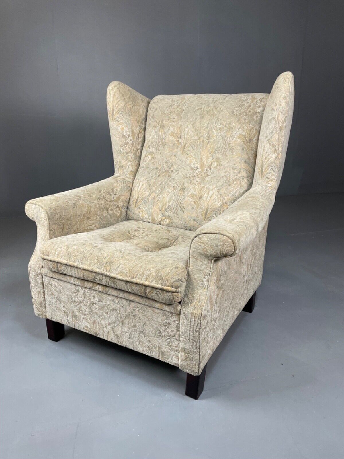 Danish Mid Century Floral Wing Back Armchair, Retro, Deco, Vintage EB4499 VCLO - UKDK FURNITURE