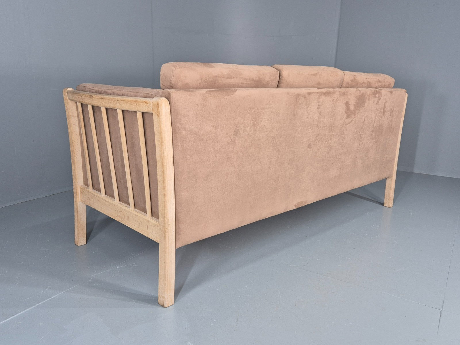 Vintage 3 Seat Sofa Danish Design Faux Suede Upholstery 1980s Retro EB10539 M3SS15