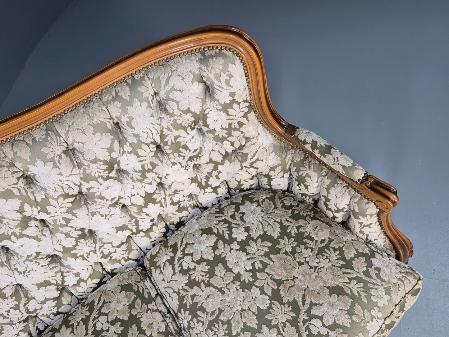 Vintage Danish Rococo Revival Floral upholstered 3 Seat Sofa EB9631 V3SS - UKDK FURNITURE