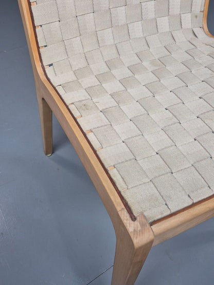 Vintage Danish Dining Chair Cream Canvas Finn Ostergaard Retro MCM EB8282 MDIN - UKDK FURNITURE