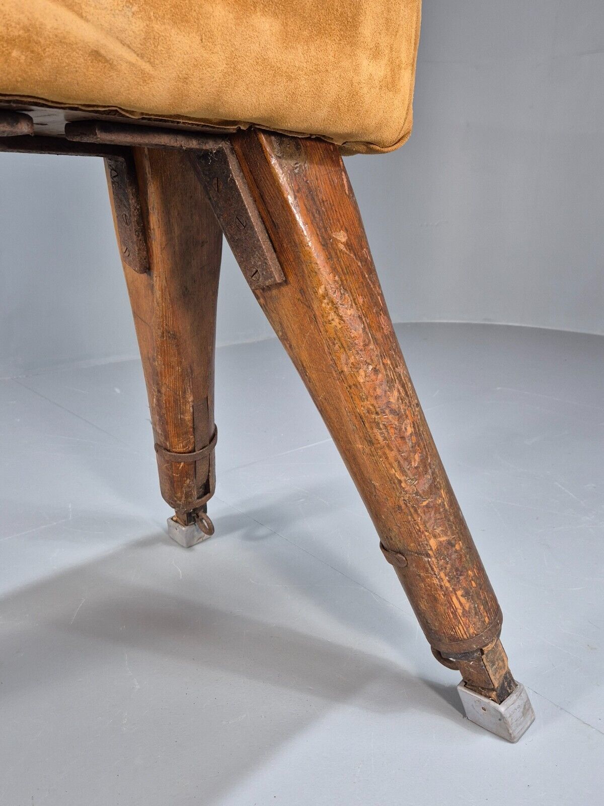 Vintage Pommel Horse 1950s Suede Pine Industrial Retro EB8863 VWOO - UKDK FURNITURE