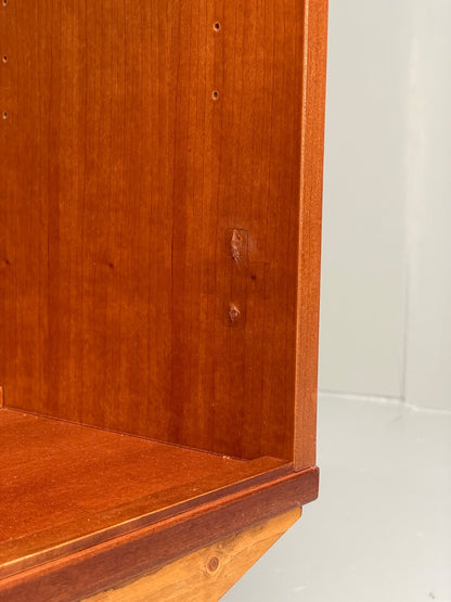 Vintage Cherrywood Bookcase Beaver & Tapley Glass Shelving Retro EB9758 MWOO - UKDK FURNITURE