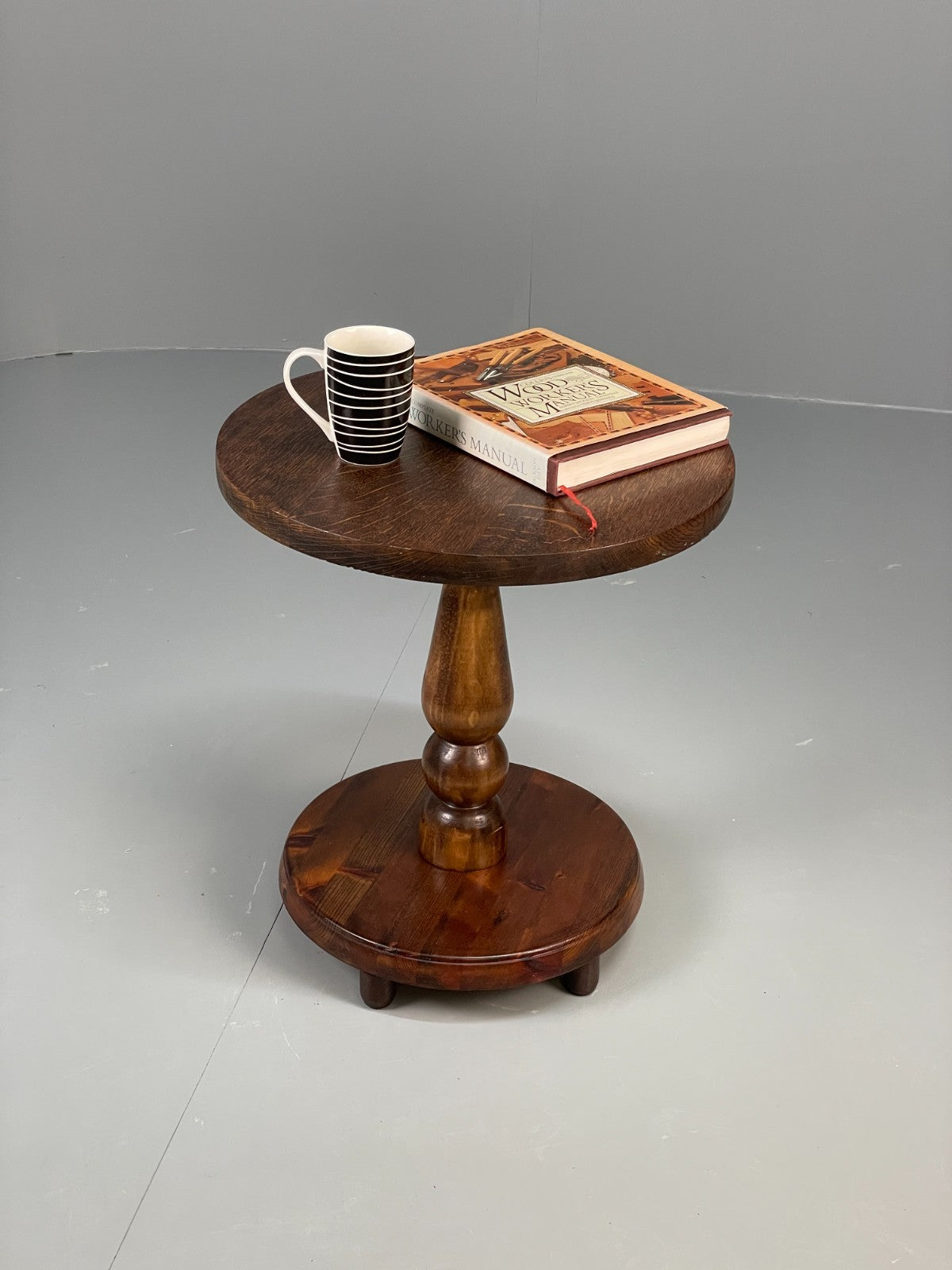 Vintage Oak Side Table With Pine Base Danish EB10828 MWOO1