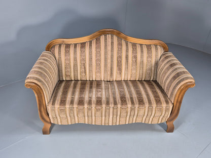 Vintage Danish Empire Style 2 Seat Settee Brown and Cream Antique EB9541 V2SS - UKDK FURNITURE
