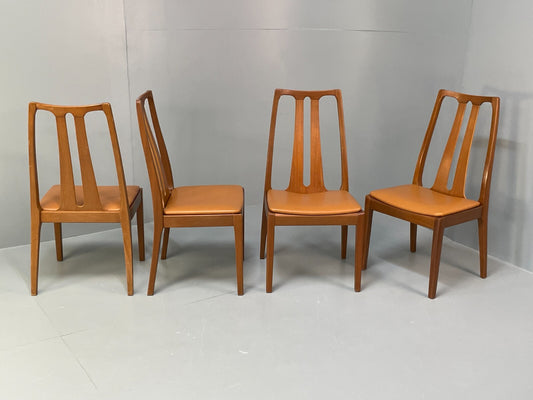 Vintage Nathan Tan Dining Chairs Set Of 4 Vinyl Mahogany 1970s EB9727 MDIN - UKDK FURNITURE