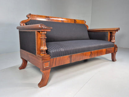 Vintage Scandinavian Biedermeier Mahogany Sofa Charcoal Antique EB9548 V3SS - UKDK FURNITURE
