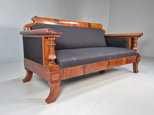 Vintage Scandinavian Biedermeier Mahogany Sofa Charcoal Antique EB9548 V3SS - UKDK FURNITURE
