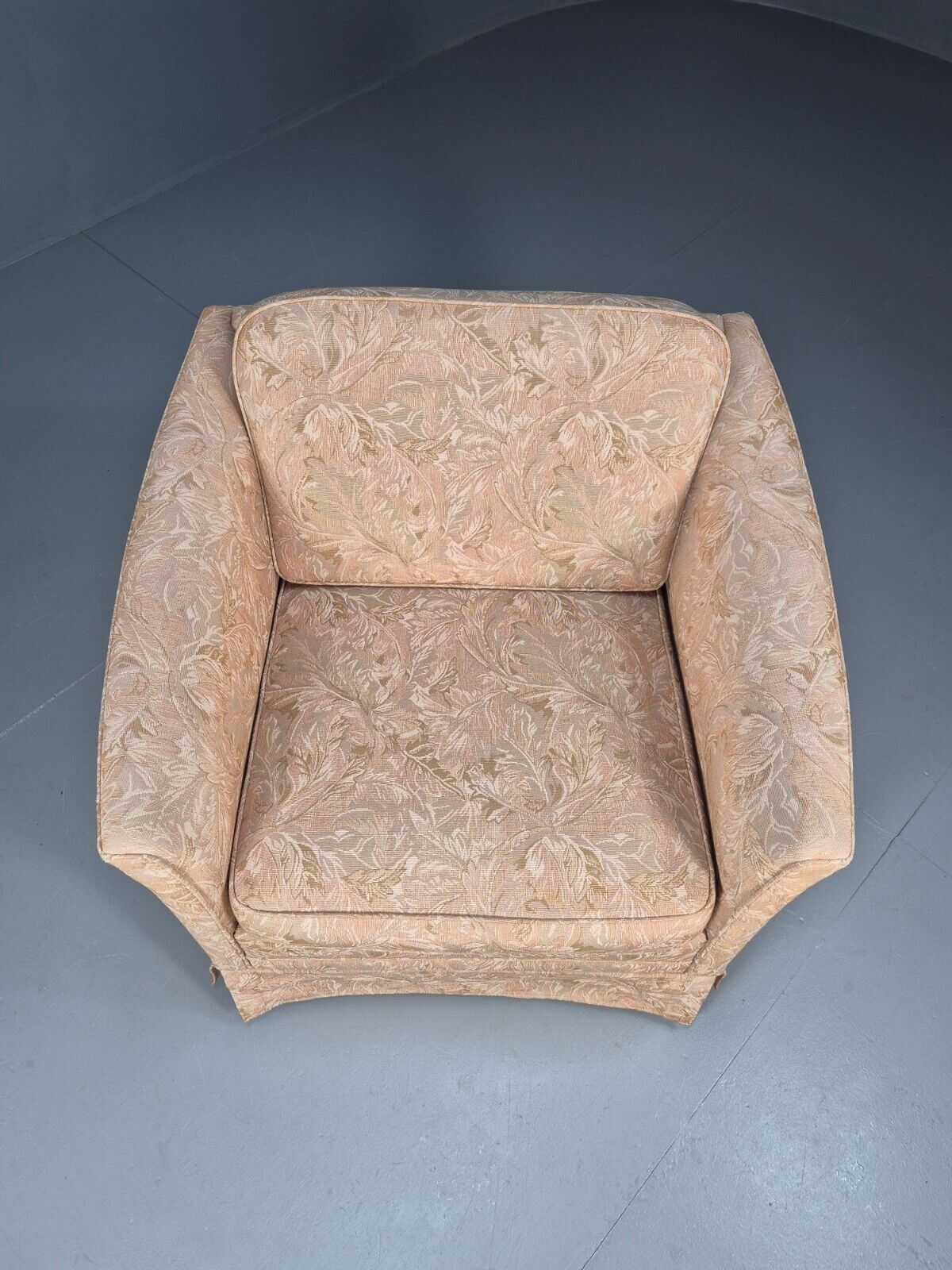 Vintage Danish Lounge Chair Peach Floral Upholstery 1970s Retro EB8974 VCLO - UKDK FURNITURE
