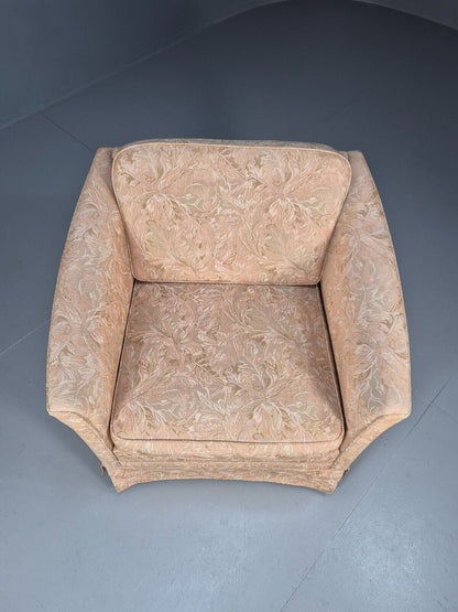 Vintage Danish Lounge Chair Peach Floral Upholstery 1970s Retro EB8974 VCLO - UKDK FURNITURE