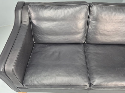 Vintage 3 Seater Sofa Danish Black Leather Mid Century Retro 1980s  EB10469 M3SS4