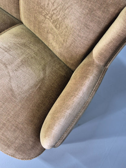 Vintage Danish  Banana Sofa Green Velour Tassels 1960s Retro MCM  EB10802 V3SS11