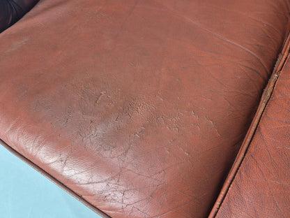 3 Seater Chesterfield Sofa Red Leather Studded Vintage EB11021 VCHE16