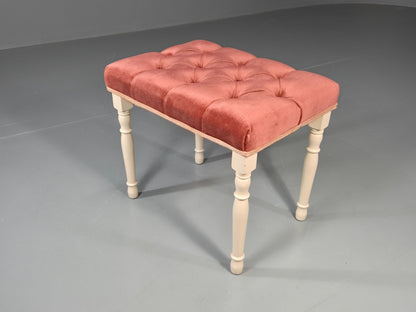 1970s Retro Dressing Table Stool Pink Velour Rococo Styled Kitsch EB11963 VWOO3