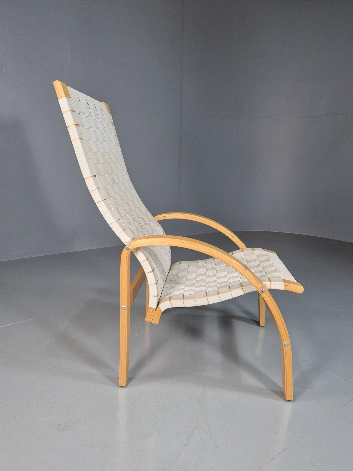 Vintage Danish Lounge Chair Canvas Bentwood Aalto Style 1980s Retro EB8240 MBEN5