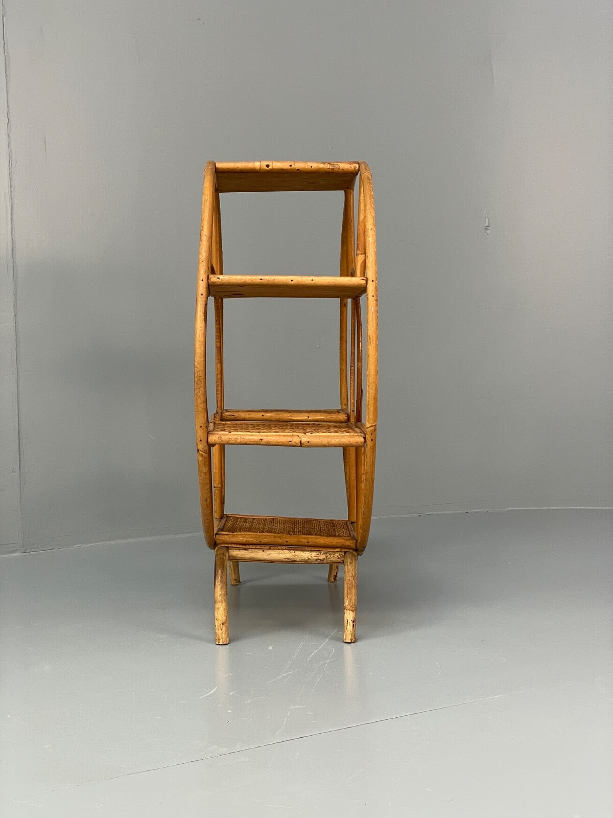 Antique Art Deco Bamboo And Wicker Circular Small Display Shelving EB9737 MWOO - UKDK FURNITURE