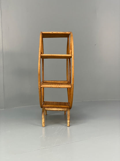 Antique Art Deco Bamboo And Wicker Circular Small Display Shelving EB9737 MWOO - UKDK FURNITURE
