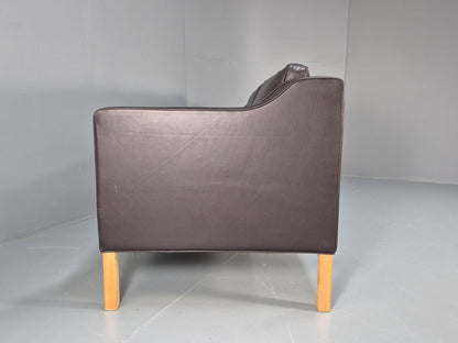 Mid Century Two Seater Sofa Danish Black Leather Mogensen Vintage  EB10107 M2SS18