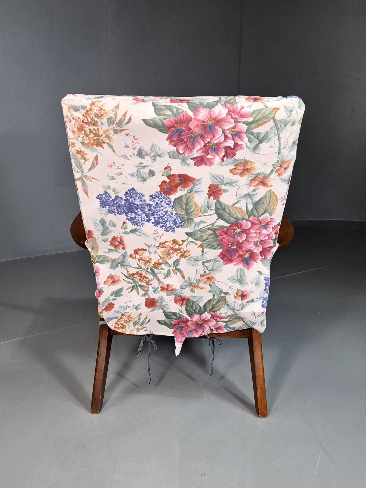 Vintage Lounge Chair Beech Frame Floral Parker Knoll Retro MCM 1960s EB7332 MNOR7