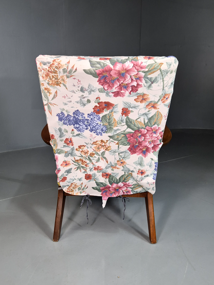 Vintage Lounge Chair Beech Frame Floral Parker Knoll Retro MCM 1960s EB7332 MNOR7