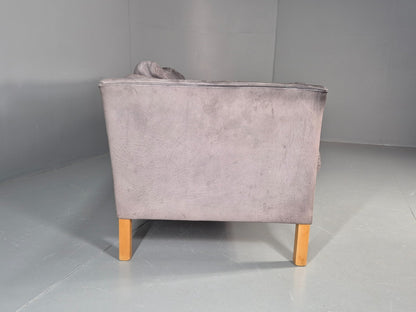 Vintage Mogens Hansen 2.5 Seat Settee Grey Leather 1980s Retro EB11645 M3SS14