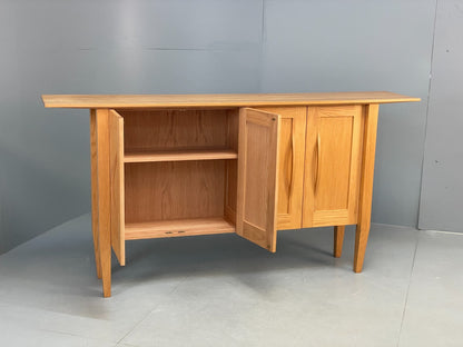 Modern Solid Oak Sideboard Nice Curving Handles Angled Legs EB10684 MWOO1