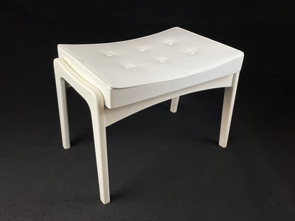 British White Vinyl Footstool with White Frame Mid-Century Modern EB4111 MFOO0