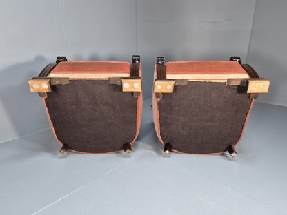 2 Vintage Danish Pink and Cream Art Deco Lounge Chairs 1940s EB9667 VCLO - UKDK FURNITURE