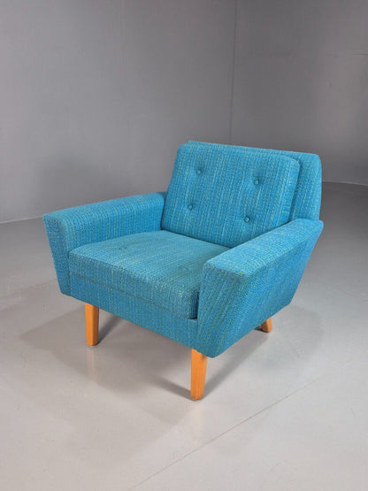Vintage Swedish Lounge Chair Blue Wool Retro 1960s MCM EB7894 MNOR - UKDK FURNITURE