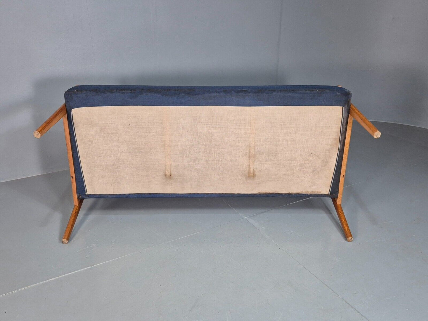 Vintage Swedish 2 Seat Sofa Blue Teak Frame 1960s Retro MCM EB7752 M3SS - UKDK FURNITURE