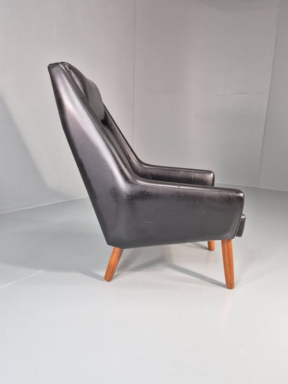 1960s High Back Lounge Chair Vintage Danish MCM Retro Teak Legs EB11330 MNOR10