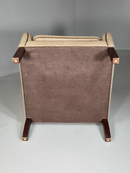 Vintage Danish Lounge Chair Brown Cream Wool 1980s Retro MCM EB7330 MNOR - UKDK FURNITURE