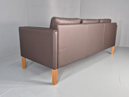 Vintage Danish 3 Seat Brown Leather Sofa Mid Century Style  Retro EB10544 M3SS15
