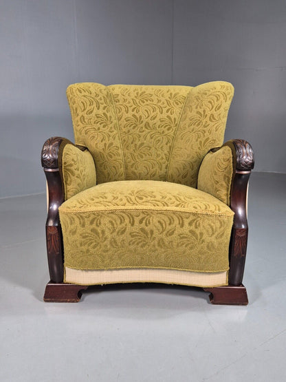Vintage Danish Lounge Chairs Green and Cream Shell Back 1940s Deco EB7658 VCLO - UKDK FURNITURE