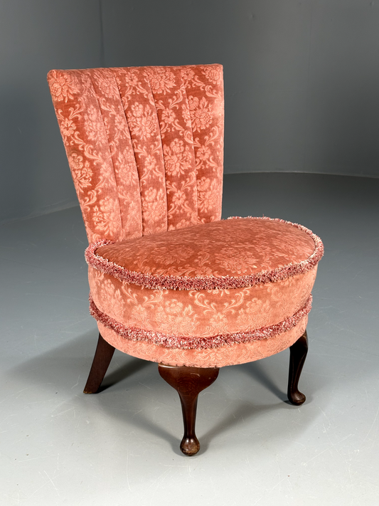 Vintage Cocktail Chair Deep Pink Velour Moquette 1960s Retro EB9166 VCLO - UKDK FURNITURE