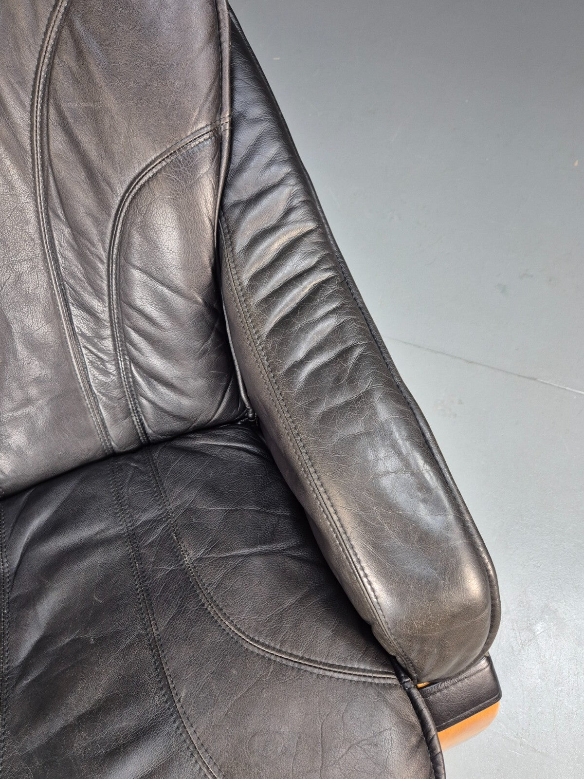 Vintage Danish Lounge Chair Black Leather and Bentwood 1980s Retro EB9496 MBEN - UKDK FURNITURE