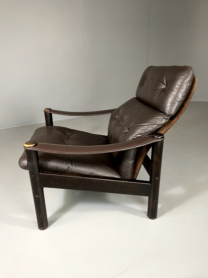 Vintage Danish Lounge Chair Brown Leather Jeki Gehl Retro MCM EB6082 MNOR11