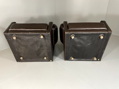 2 Danish Style Lounge Chairs Wingback Leather Vintage 1970s Retro EB5688 MNOR16