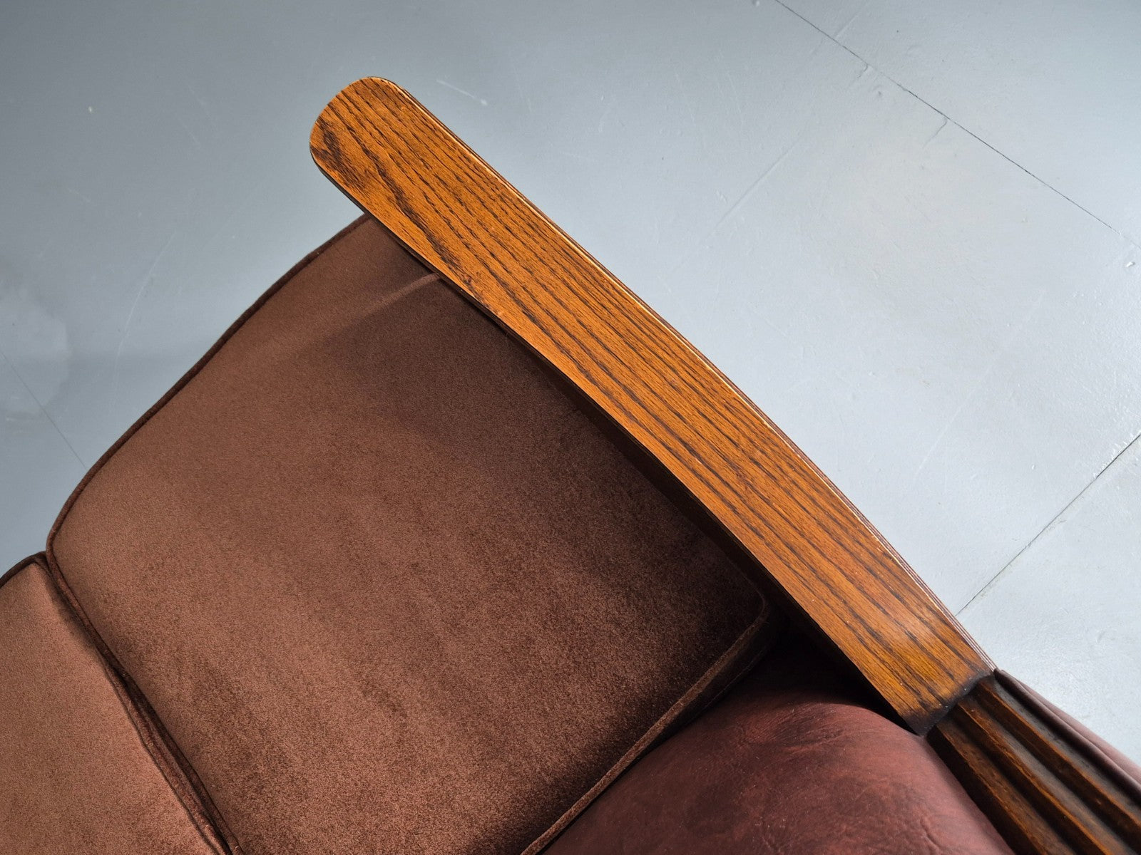Two Seater Edwardian Sofa Baroque Oak Frame Rexine and Velour EB11265 V2SS11
