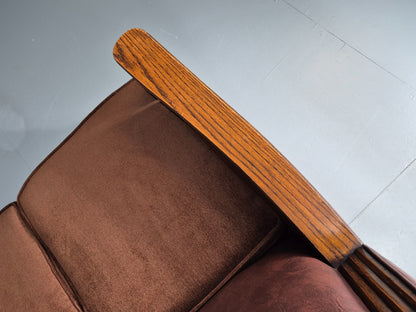 Two Seater Edwardian Sofa Baroque Oak Frame Rexine and Velour EB11265 V2SS11